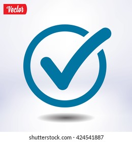 Check list button icon. Check mark in round sign.