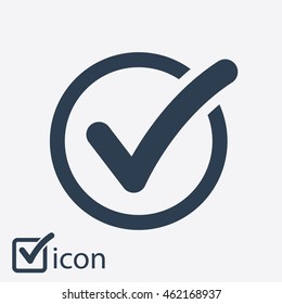 Check list button icon. Check mark in round sign.