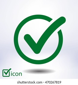 Check list button icon. Check mark in round sign.