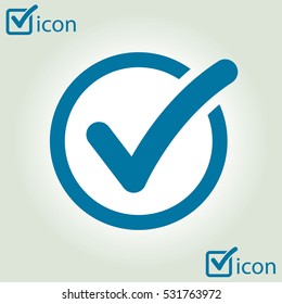 Check list button icon. Check mark in round sign.