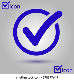 Check list button icon. Check mark in round sign.