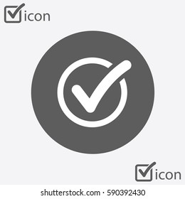 Check list button icon. Check mark in round sign.