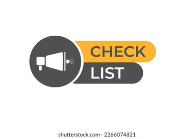 Check List Button. Speech Bubble, Banner Label CheckList