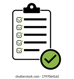 Check list , checklist flat web icon isolated on white background. Mark symbol, document report test, vector illustration