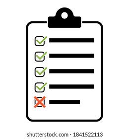 Check list , checklist flat web icon isolated on white background. Mark symbol, document report test, vector illustration