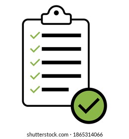 Check list , checklist flat web icon isolated on white background. Mark symbol, document report test, vector illustration