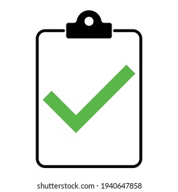 Check list , checklist flat web icon isolated on white background. Mark symbol, document report test, vector illustration .