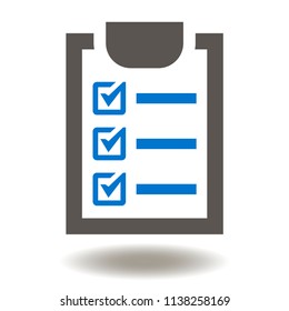 Check list with checkmark icon. Checklist verification Sign. Compliance logo. Clip board with check marks illustration. Voting, exam, reconciliation, test symbol.