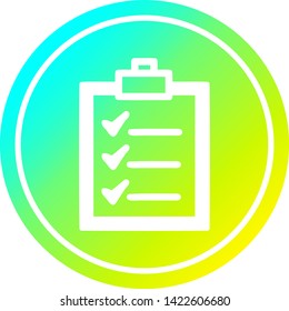 check list circular icon with cool gradient finish