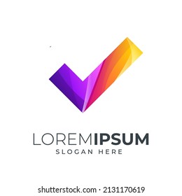 check list design gradient color combination purple and orange can be use for icon, logo, or landing page illustration