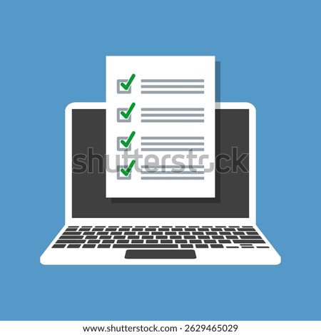 check list displayed on laptop screen, weekly or daily to-do plan, positive customer feedback