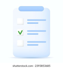 Check list document with choice checkmark icon. Clipboard paper with task. Assignment symbol. Business, education, management concept. Vector illustration in Cartoon minimal style