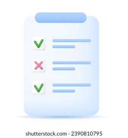 Check list document with check mark, Assignment icon. Clipboard paper with checkbox. Business, education, task management concept. Vector illustration in cartoon minimal style