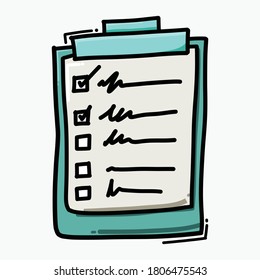 Check list doodle color vector icon. Drawing sketch illustration hand drawn line.