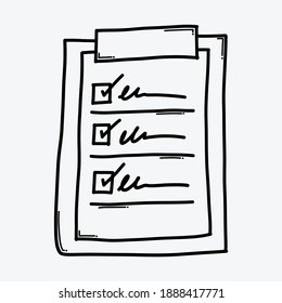 Check List Doodle Vector Icon. Drawing Sketch Illustration Hand Drawn Line.