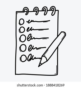 Check list doodle vector icon. Drawing sketch illustration hand drawn line.
