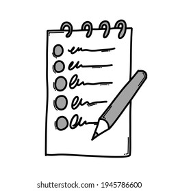 Check list doodle vector icon. Drawing sketch illustration hand drawn line.