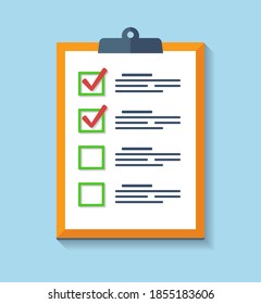 Check List Flat Icon. Checklist clipboard. Vector illustration