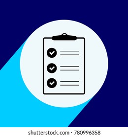 Check list flat icon with long shadow. Vector Illustration isolated for graphic and web design.