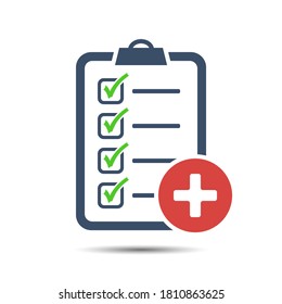 Check List Flat Icon. Medical checklist, test. Vector list check