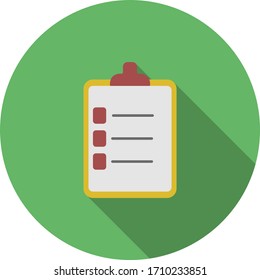 Liste mit flachen Symbolen auf grünem Hintergrund, Vektorillustration-Symbol 