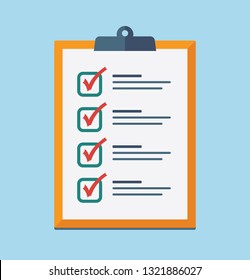 Check List Flat Icon. Vector checklist clipboard