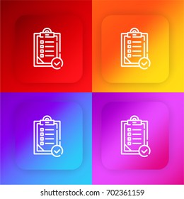 Check list four color gradient app icon set