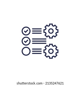 check list and gears icon, project execution line vector