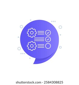 check list and gears icon, project execution linear design