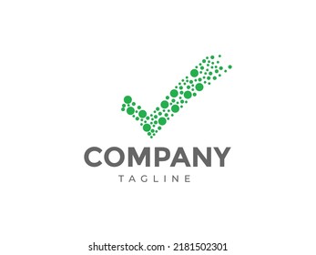Check List Green Dot Dotted Logo Template Design for Company Business Brand