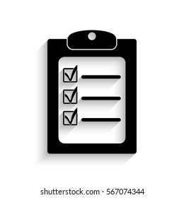 Check list icon - black vector illustration with  shadow