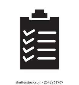 Icono de la lista de verificación signo de Vector blanco y negro