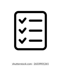Check list icon. Checklist icon. Document icon, questionnaire symbol.