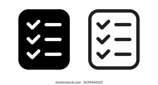 Check list icon. Checklist icon sets. Document icon, questionnaire symbol.