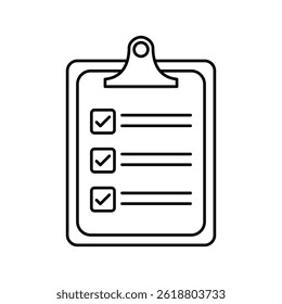 Diseño de icono de lista de verificación con trazo editable sobre fondo blanco