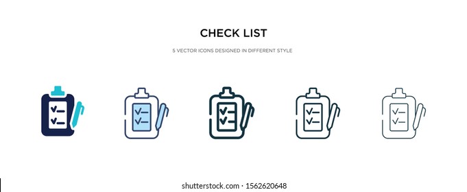 Icono de la lista de verificación en la Ilustración vectorial de estilo diferente Dos iconos de vectores de la lista de verificación de color y negro diseñados en estilo de relleno, contorno, línea y trazo se pueden usar para Web, móvil, interfaz de usuario