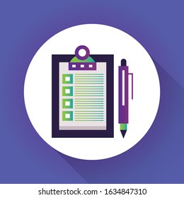 Check list icon flat design with long shadow
