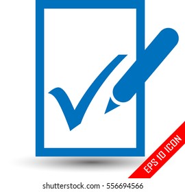 Check list icon. Flat logo of list with approve mark. Vector illustration.