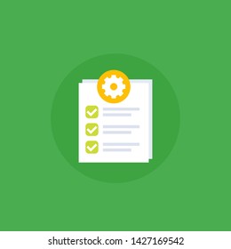 check list icon with gear, vector