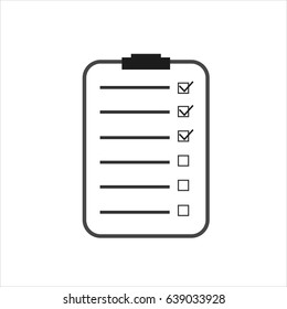 Check list icon. Isolated. Flat design. Vector illustration.