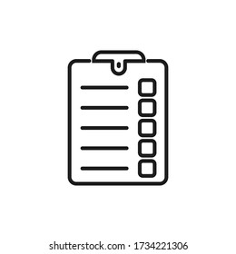 Marque el icono de la lista aislado en el fondo blanco. Ilustración vectorial.
