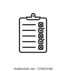Marque el icono de la lista aislado en el fondo blanco. Ilustración vectorial.