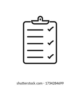 Marque el icono de la lista aislado en el fondo blanco. Ilustración vectorial.