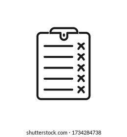 Marque el icono de la lista aislado en el fondo blanco. Ilustración vectorial.
