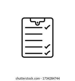 Marque el icono de la lista aislado en el fondo blanco. Ilustración vectorial.