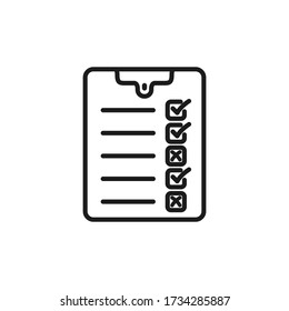 Check list icon isolated on white background. Vector illustration.
