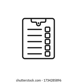 Marque el icono de la lista aislado en el fondo blanco. Ilustración vectorial.