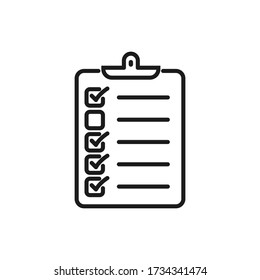 Marque el icono de la lista aislado en el fondo blanco. Ilustración vectorial.
