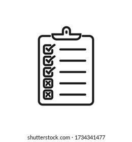 Marque el icono de la lista aislado en el fondo blanco. Ilustración vectorial.