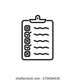 Marque el icono de la lista aislado en el fondo blanco. Ilustración vectorial.